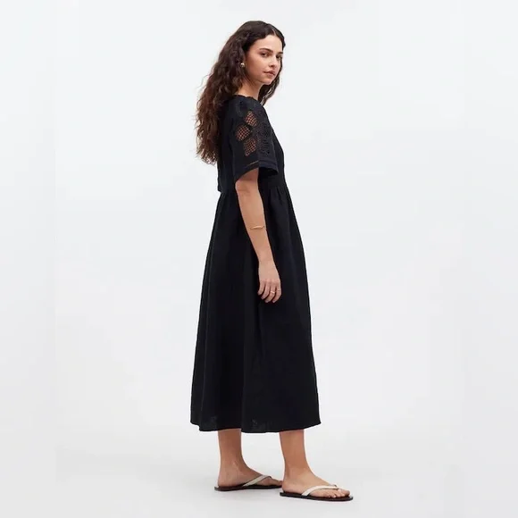 cassie button front midi dress in linen Cassie Button-Front Midi Dress in Linen